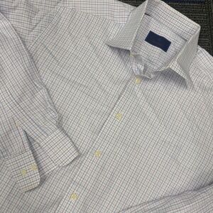 David Donahue Mens‎ Dress Shirt Blue Pink Plaid Long Sleeve Button Down Collared